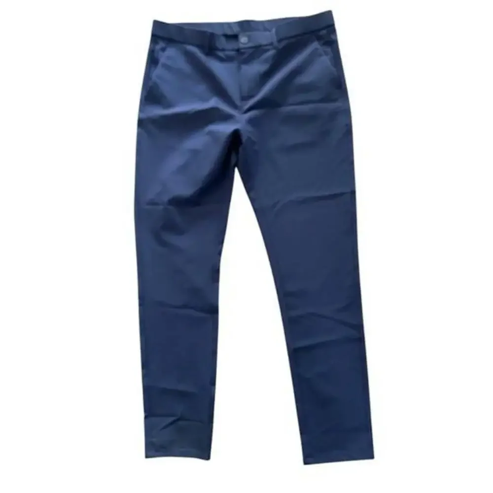Plaid&Plain Men's Stretch Dress Pants Slim Fit Skinny Navy Blue 38Wx32L